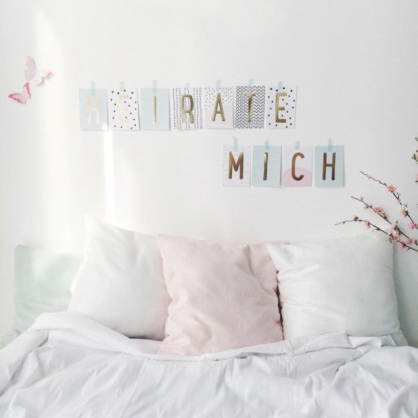 Glitzer Postkarten Set "HEIRATE MICH"