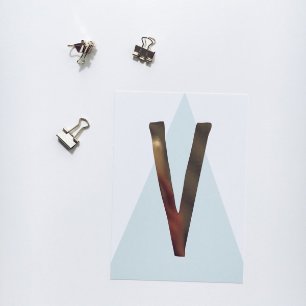 Glitzer Postkarte "V"