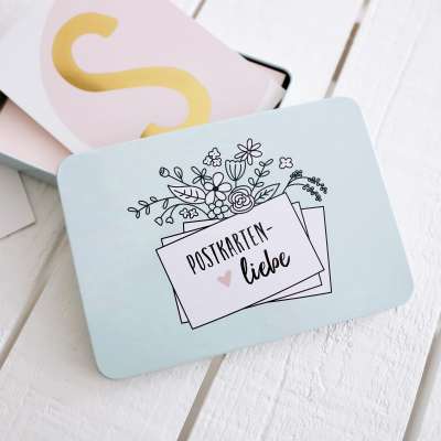 Aufbewahrungsbox "Postkartenliebe" aus Metall